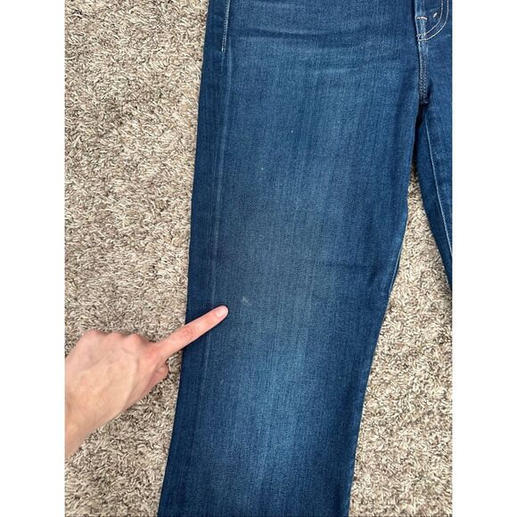 Mother Denim The Hustler Ankle Fray Blue Jean Dark Wash High Rise Home Movies 28 - Picture 9 of 16